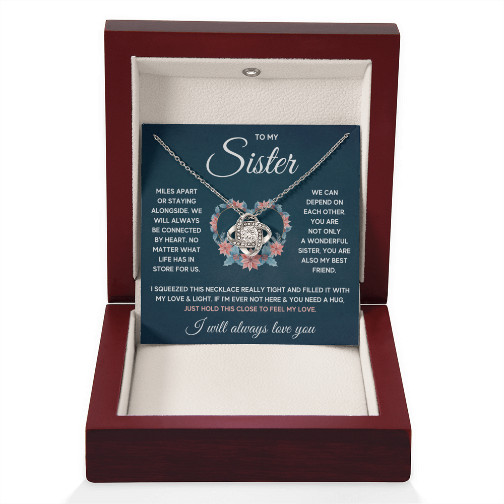 TO MY SISTER SQUEEZED LOVE KNOT NECKLACE GIFT SET