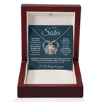 TO MY SISTER SQUEEZED LOVE KNOT NECKLACE GIFT SET