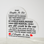 TO MY DAUGHTER IN LAW HONOR HEART ACRYLIC PLAQUE