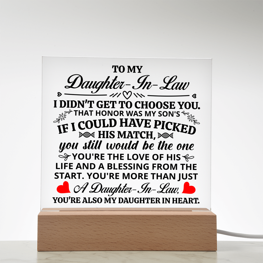 TO MY DAUGHTER IN LAW HONOR SQUARE ACRYLIC