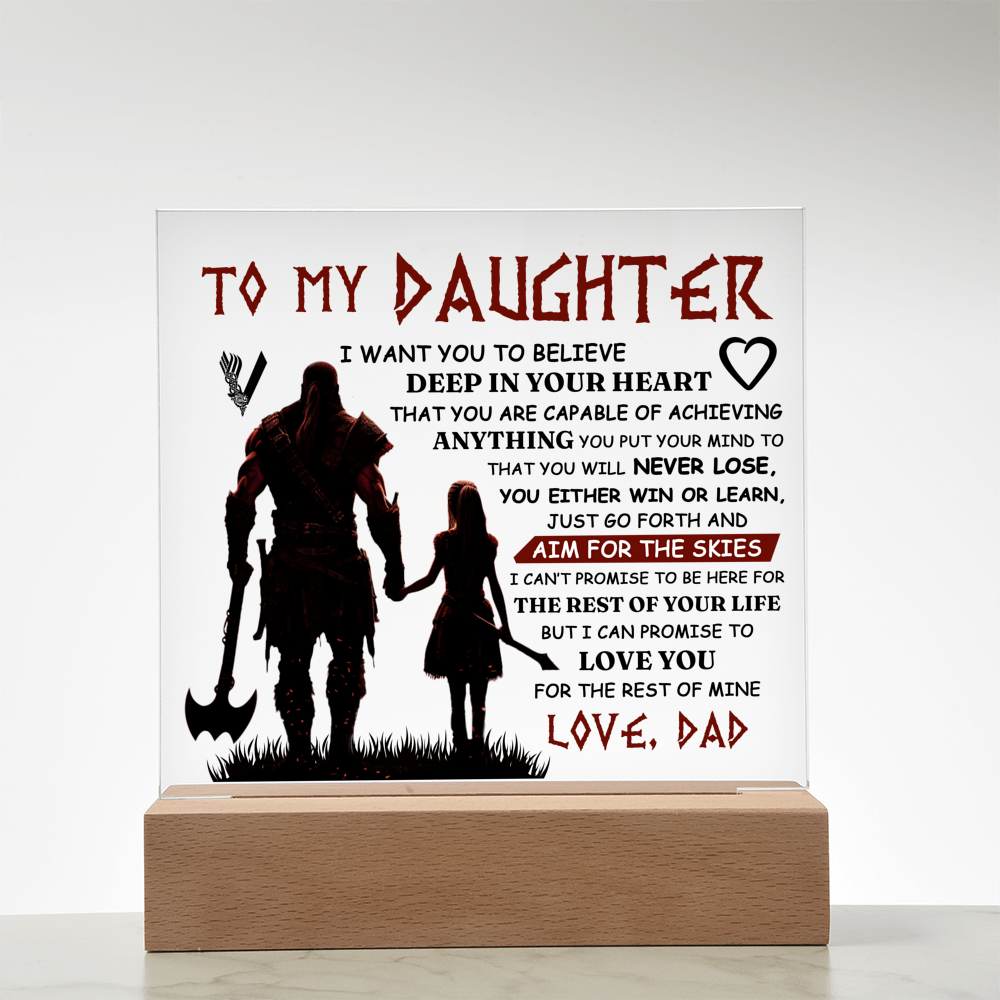 TO MY DAUGHTER VIKING SQUARE ACRYLIC PLAQUE