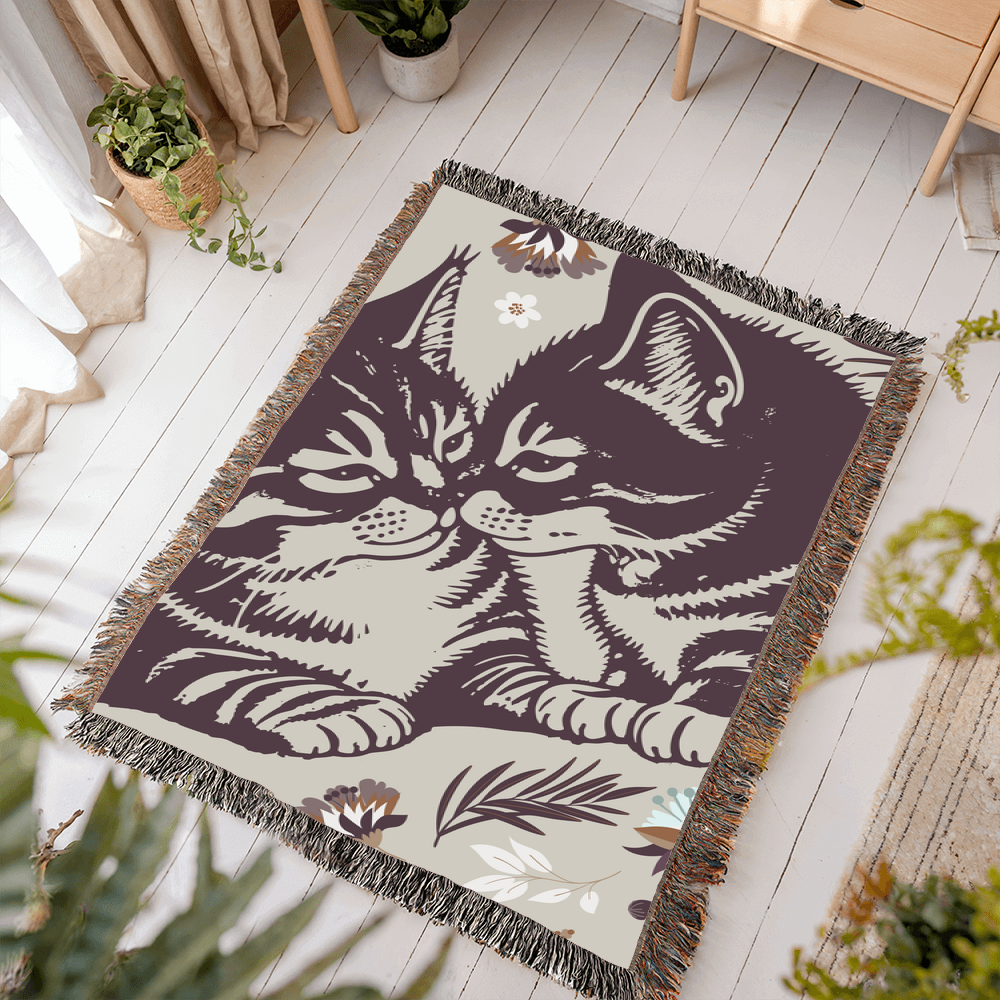 Snuggling Kitties - Woven Blanket